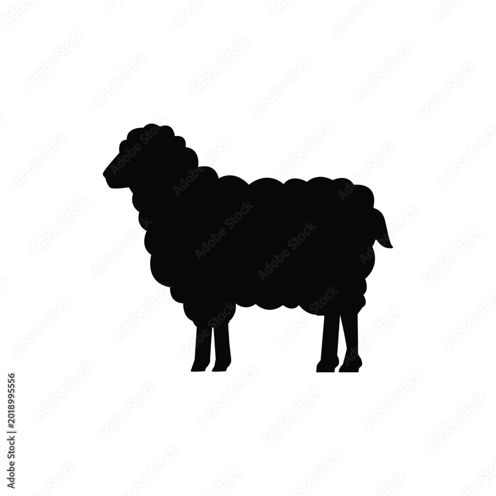 Obraz premium silhouette of sacrificial animal, Eid al-Adha sheep in flat design style.