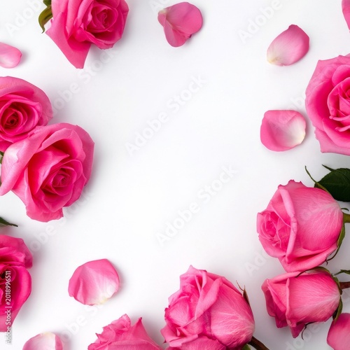 Roses With Pink Petals on a White Background for Celebration and Decoration