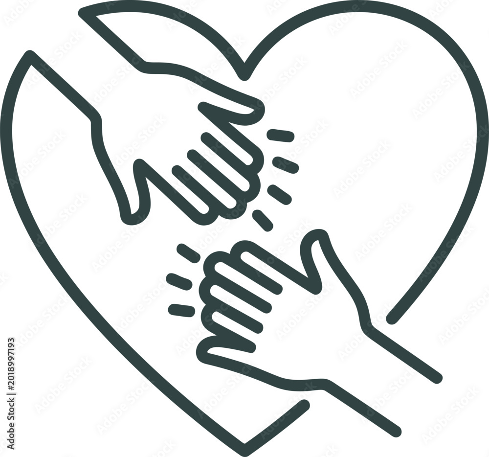 Fototapeta premium Heart Hands Symbol, Caring Gesture Icon, Love Support Vector, Helping Hands Heartbeat