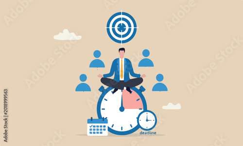 Schilderij op canvas management target in meeting teams together timely manner concept, calm business