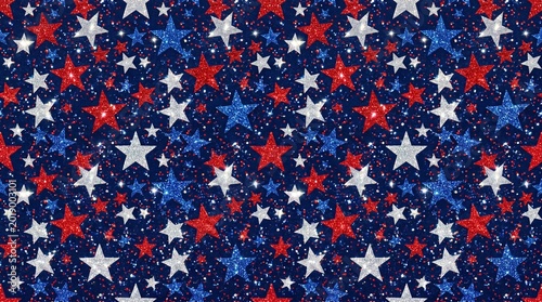 Glittery red white and blue star pattern for patriotic decor and crafts