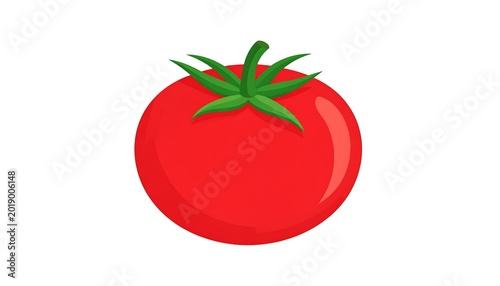 Bright Red Tomato Icon Isolated on Light Gray Background