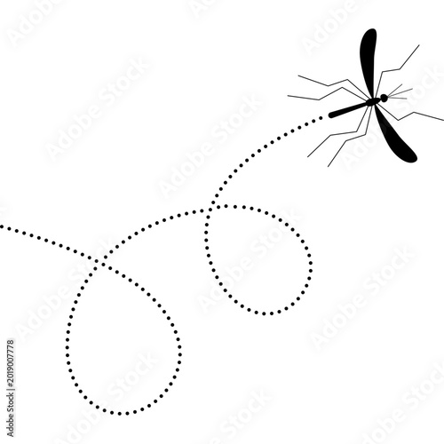 Bild auf Leinwand Mosquito insect flying on dotted route.