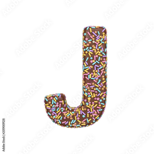 Doughnut shaped J with crumbs
