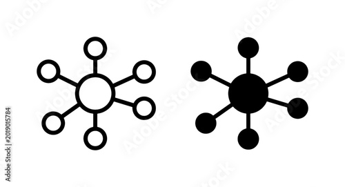 Fotografi Network Connection Icons, Hub and Spoke System, Centralized Data Flow, Abstract