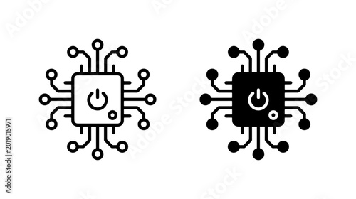 Photos Computer Chip Icons, Microprocessor Symbol, Technology Circuit Board, Power Butt