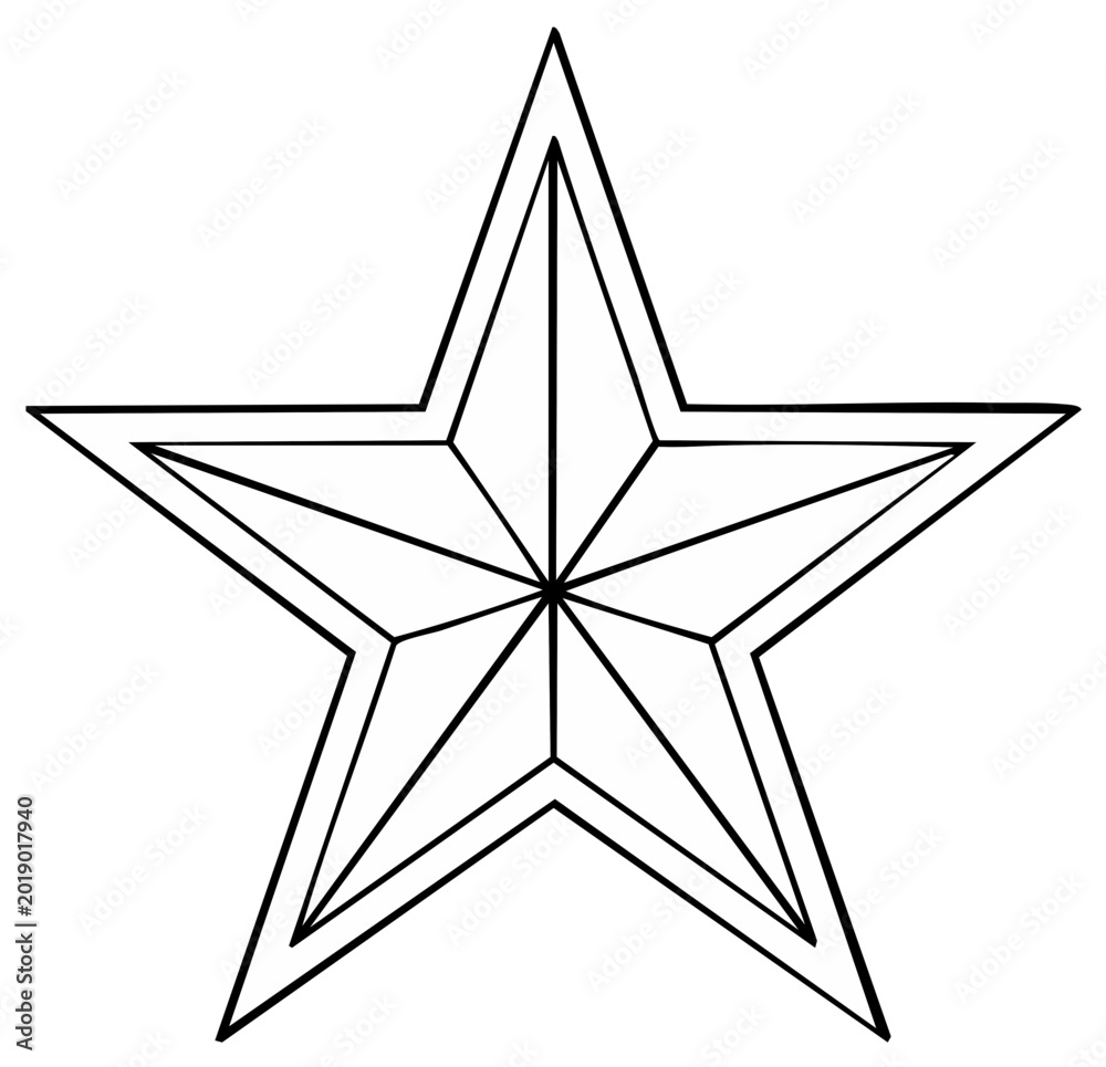 Obraz premium Geometric Star Outline Design With Sharp Points and Inner Lines