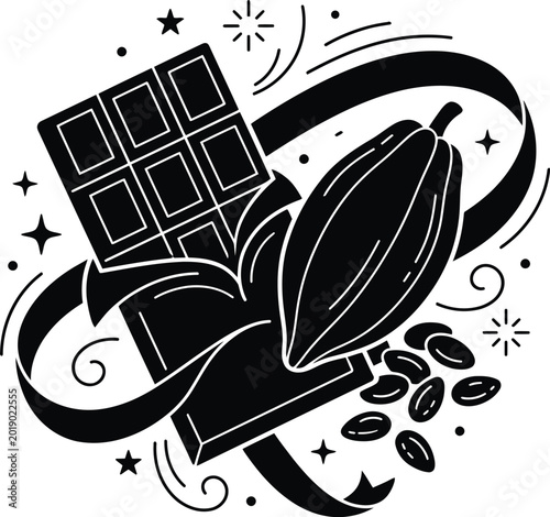 World Chocolate Day Badge Vector, Premium Cocoa Bar Celebration Emblem Illustration