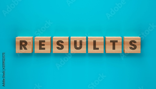 Canvastavla Results in Blocks: A vibrant display of wooden blocks spells out the word RESULTS against a striking teal background, symbolizing outcomes, achievements, and the culmination of efforts
