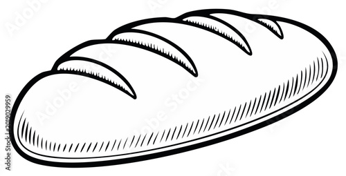 Loaf of bread hand drawn illustration in a black and white vintage sketch style