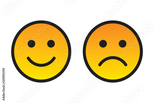 Fotografia Smiling and frowning gradient emojis for feedback and emotions