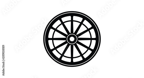 Wagon wheel silhouette on a white background