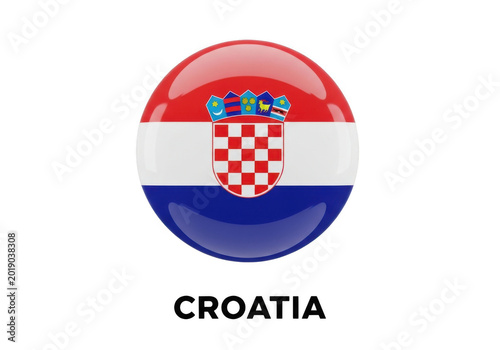 Glossy sphere with the flag of croatia and the text croatia isolated on transparent background
