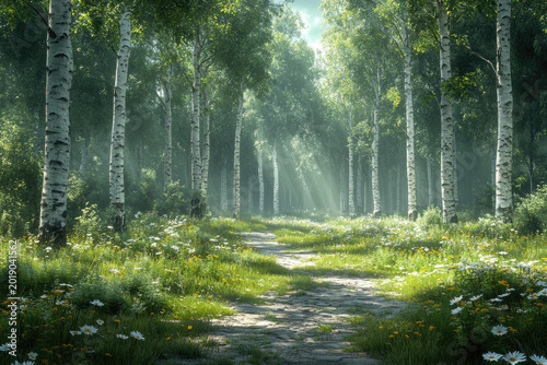 A Forest Bathed in Dappled Sunlight and Whispering Leaves