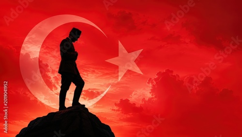May 19 background with silhouette of ataturk.
