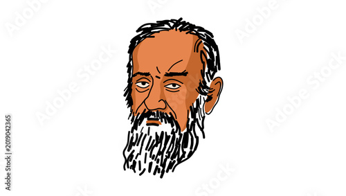 Картината върху платно Galileo Galilei portrait, color vector illustration
