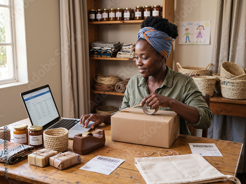 Home business packing handmade products for online order