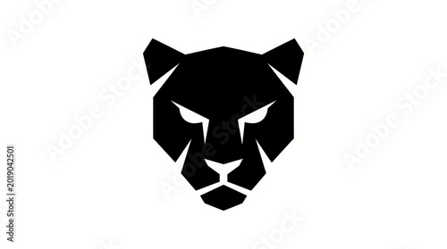 A black panther head illustration stares intensely on a white background.