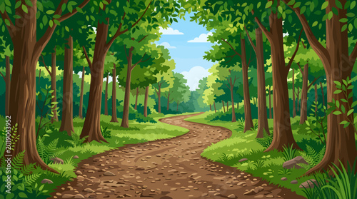 dirt road, forest path, tree lined way, green landscape, nature scenery