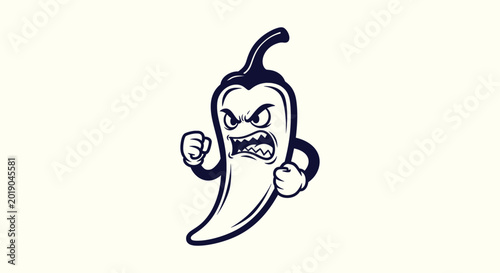 Bild auf Leinwand Angry Chili Pepper Mascot Cartoon Illustration with Clenched Fists for Hot Sauce
