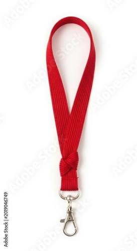 red lanyard with a metal hook for keys or identification badges