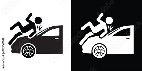 Tableau sur toile Car accident icon showing a pedestrian hit by a vehicle