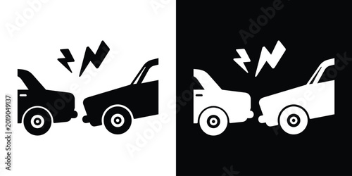 Cuadro en lienzo Rear-end collision icon showing two cars crashing