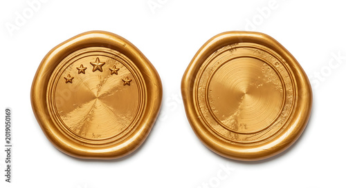 Two golden coins on matching background