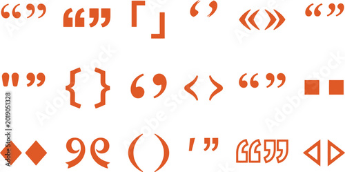 Quadro su tela Quotation marks, typographical punctuation symbols, transparent background