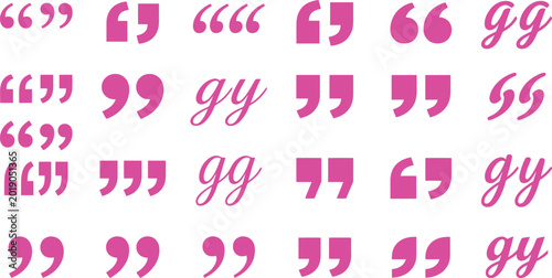 Photos Pink quotation marks, typography styles, punctuation symbols, transparent background