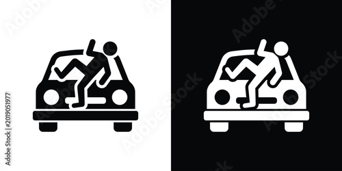Foto Car accident icon showing a pedestrian hit by a vehicle