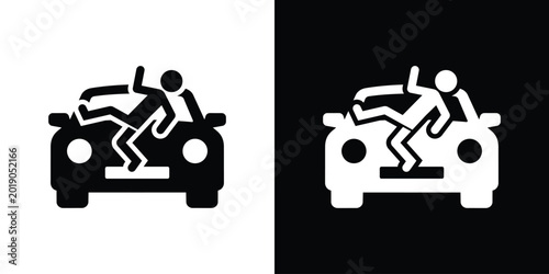 Tableau sur toile Car accident icon showing a pedestrian hit by a vehicle