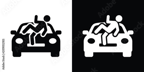Canvastavla Car accident icon showing a pedestrian hit by a vehicle