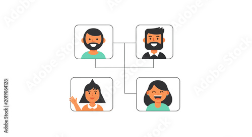 Foto Family Tree Illustration: Parents and Children, Genealogy Chart