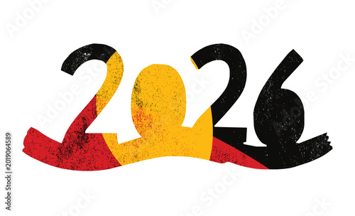 Bild auf Leinwand Australian Aboriginal Flag shape of 2026 for NAIDOC Week Celebration,