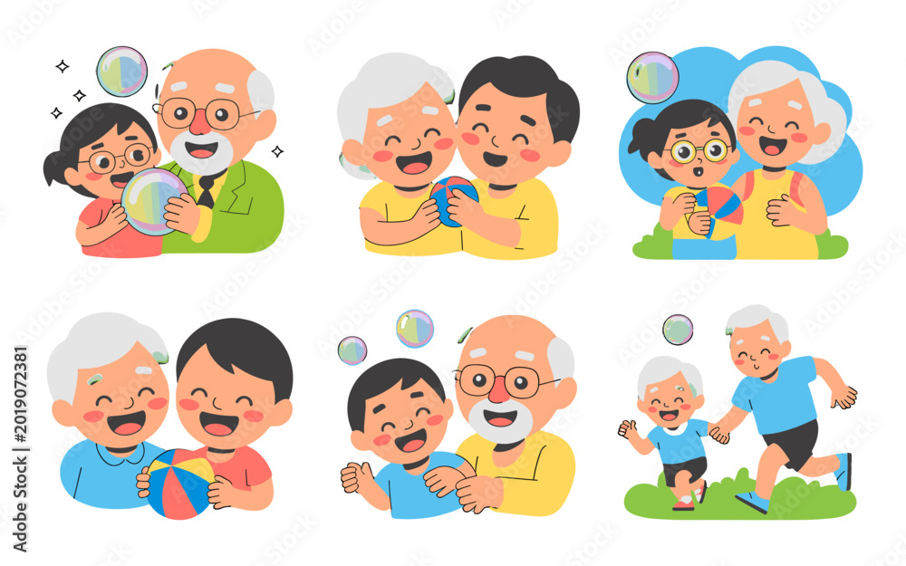 Fototapeta premium Joyful moments of different generation together enjoying playful moments 