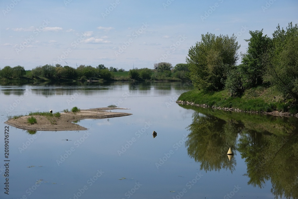 Fototapeta premium Landscape with Nogat and Visla rivers around Biała Gora Lock (Hydraulic Engineering Monuments Trai)