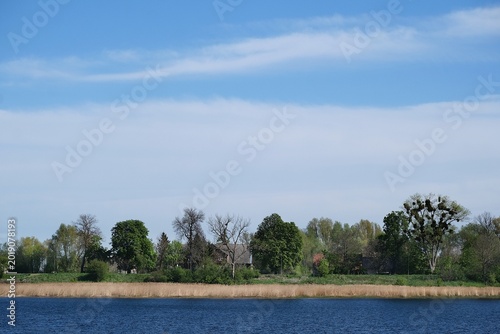 Bild auf Leinwand Scenery of mouth of Vistula river by Baltic Sea