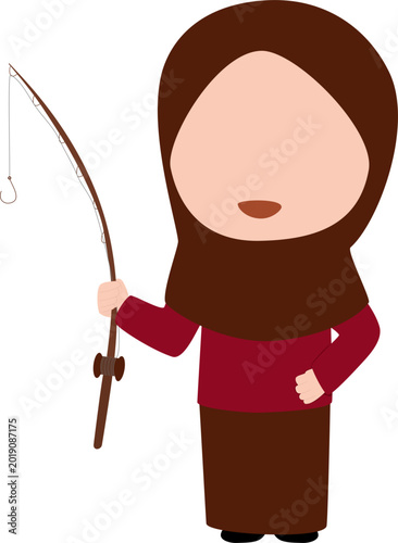 faceless girl with fishing rod