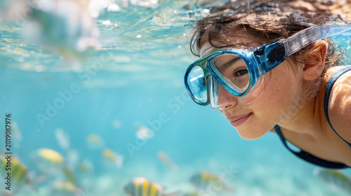 Underwater exploration adventure with snorkeling and tropical fish in crystal clear waters