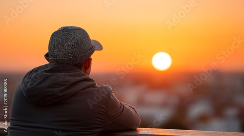 Tranquil sunset watch over cityscape for evening relaxation