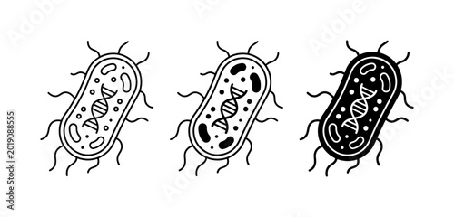 Photos Microbe DNA Icons, Bacteria Cell Vector Art, Microbiology Science Graphics, Medi
