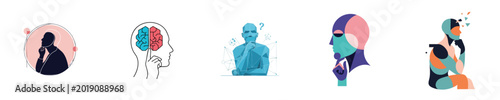 Creative Thinker Vector Illustration Bundle for Human Mind Psychology Concept Design