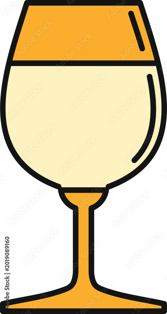 Fototapeta premium White wine glass in flat design style on an isolated background