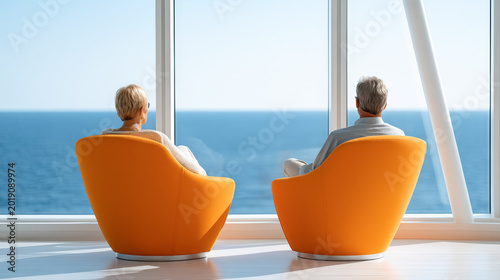 Luxury ocean travel experience in cruise ship lounge for relaxation and enjoyment