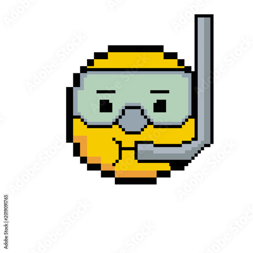 Emoticon PNG image, diving emoticon, unique emoticon, expression, latest emoticon, funny emoticon, pixel art style emoticon