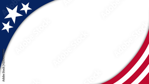 Patriotic American banner featuring white stars on a blue curve and bold red and white stripes forming a framed space for text, ideal for announcements, celebrations, political or holiday design