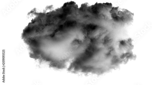 Fotografija Dark smoke cloud on white background.