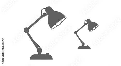 Foto Desk Lamp Icons Silhouette Isolated on White Background