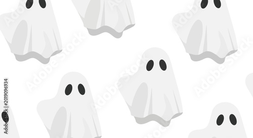 Fotografia Seamless Ghost Pattern on White Background